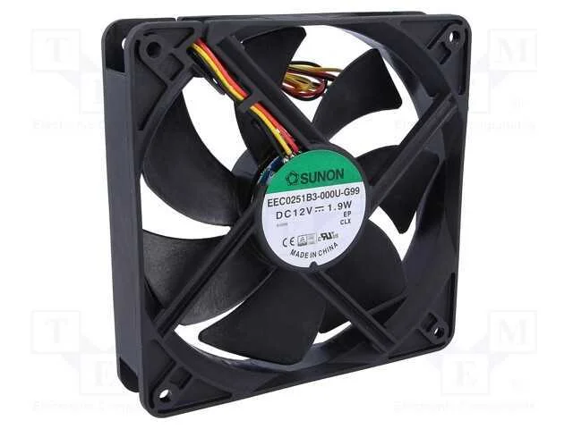 Ventilador: Dc, Transversal, 12vdc, 120x120x25mm, 127,5m3/H, 34dba