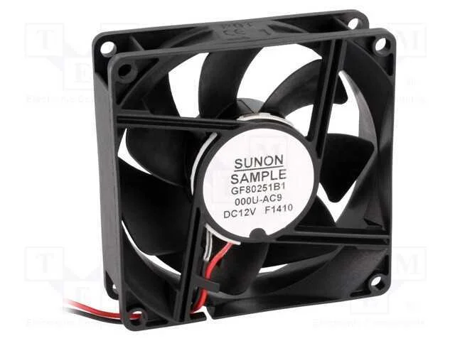 Ventilador: DC, transversal, 12VDC, 80x80x25mm, 1.