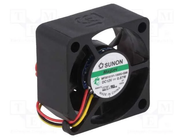Ventilador: DC, transversal, 12VDC, 30x30x15mm, 1.