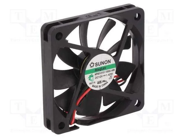 Ventilador: DC, transversal, 12VDC, 60x60x10mm, 2.
