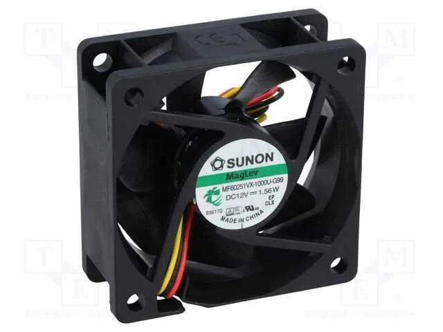 Ventilador: DC, transversal, 12VDC, 60x60x25mm, 4.