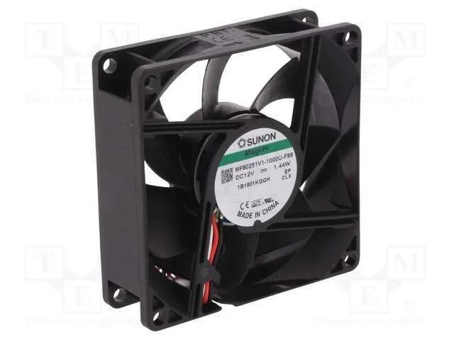 Ventilador: DC, transversal, 12VDC, 80x80x25mm, 6.