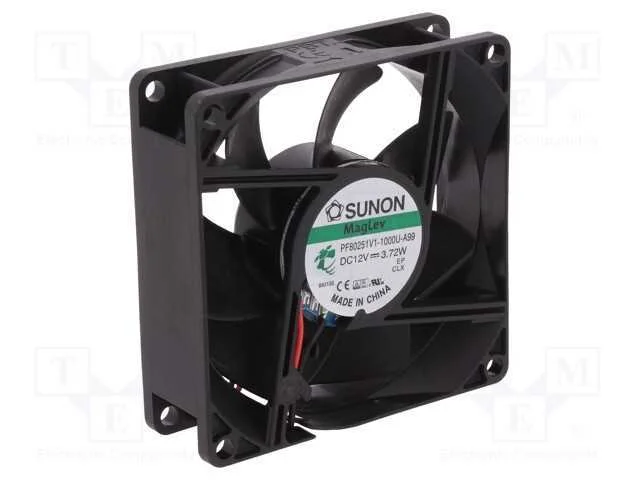 Ventilador: DC, transversal, 12VDC, 80x80x25mm, 1.