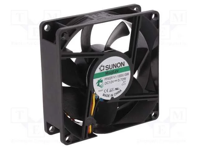 Ventilador: DC, transversal, 12VDC, 80x80x25mm, 1.