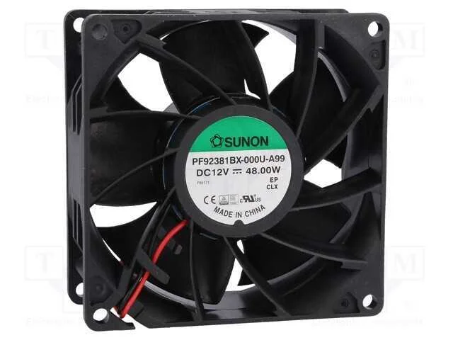 Ventilador: DC, transversal, 12VDC, 92x92x38mm, 3.