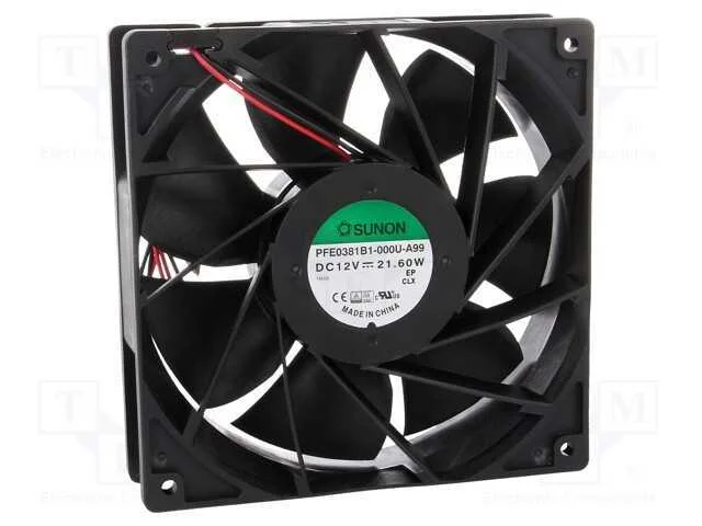 Ventilador: DC, transversal, 12VDC, 140x140x38mm,.