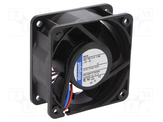 Ventilador: DC, transversal, 24VDC, 60x60x25mm, 4.