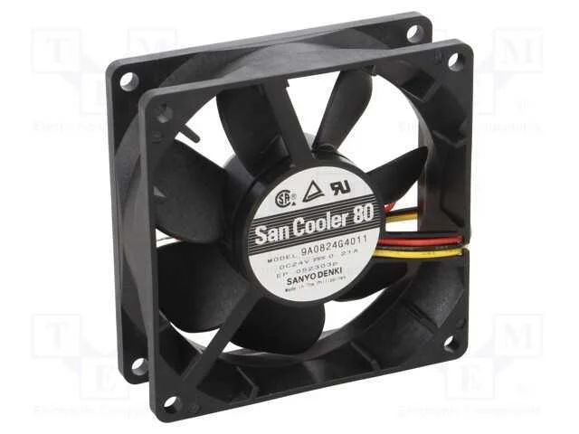 Ventilador: DC, transversal, 24VDC, 80x80x25mm, 9.