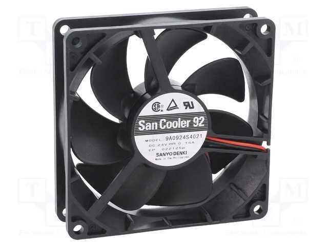 Ventilador: DC, transversal, 24VDC, 92x92x25mm, 9.