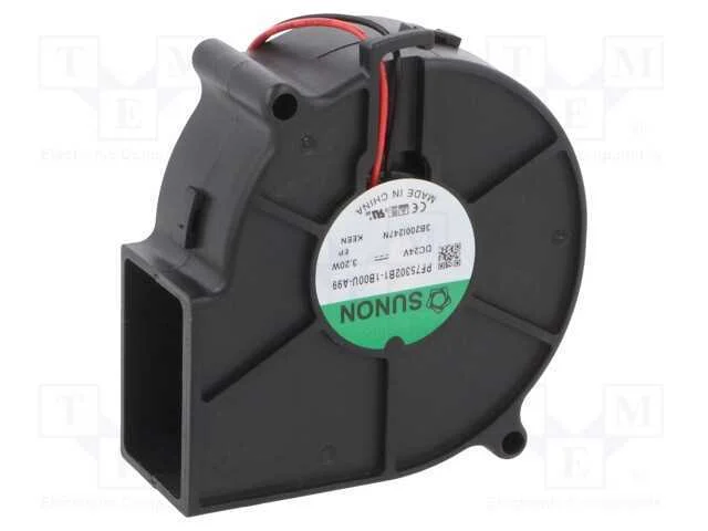Ventilador: DC, blower, 24VDC, 75x75x30mm, 26,34m.