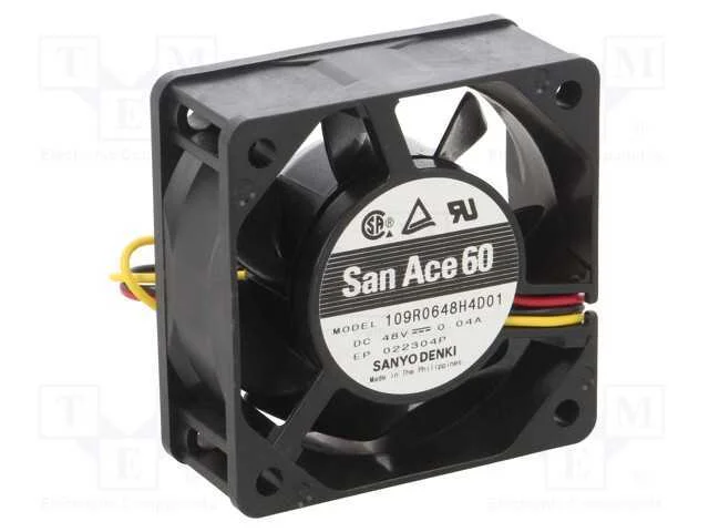Ventilador: DC, transversal, 48VDC, 60x60x25mm, 3.