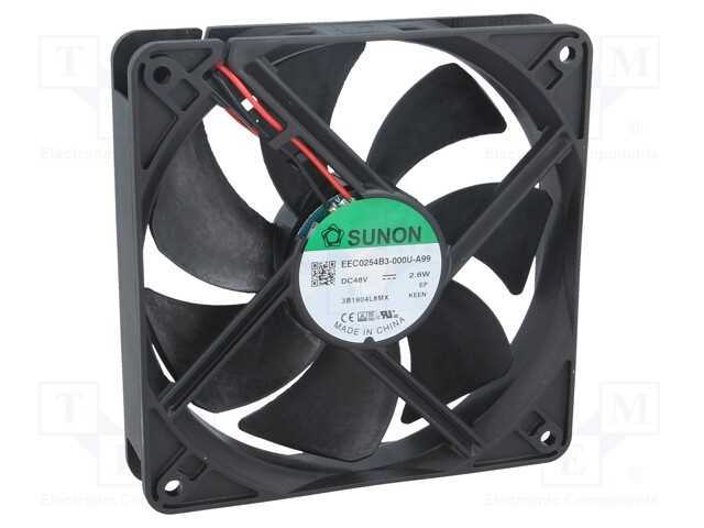 Ventilador: DC, transversal, 48VDC, 120x120x25mm,.