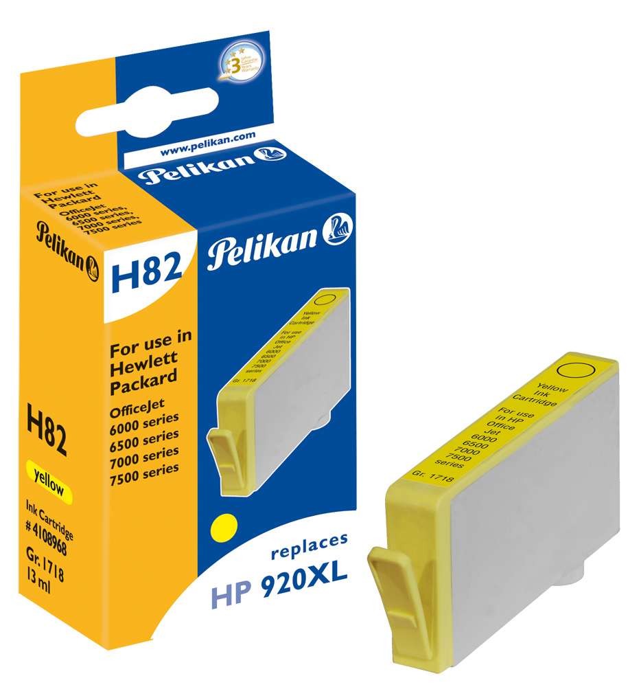 Pelikan Patrone Hp H82  Cd974ae Hp920xl Yellow  13ml Kompatibel
