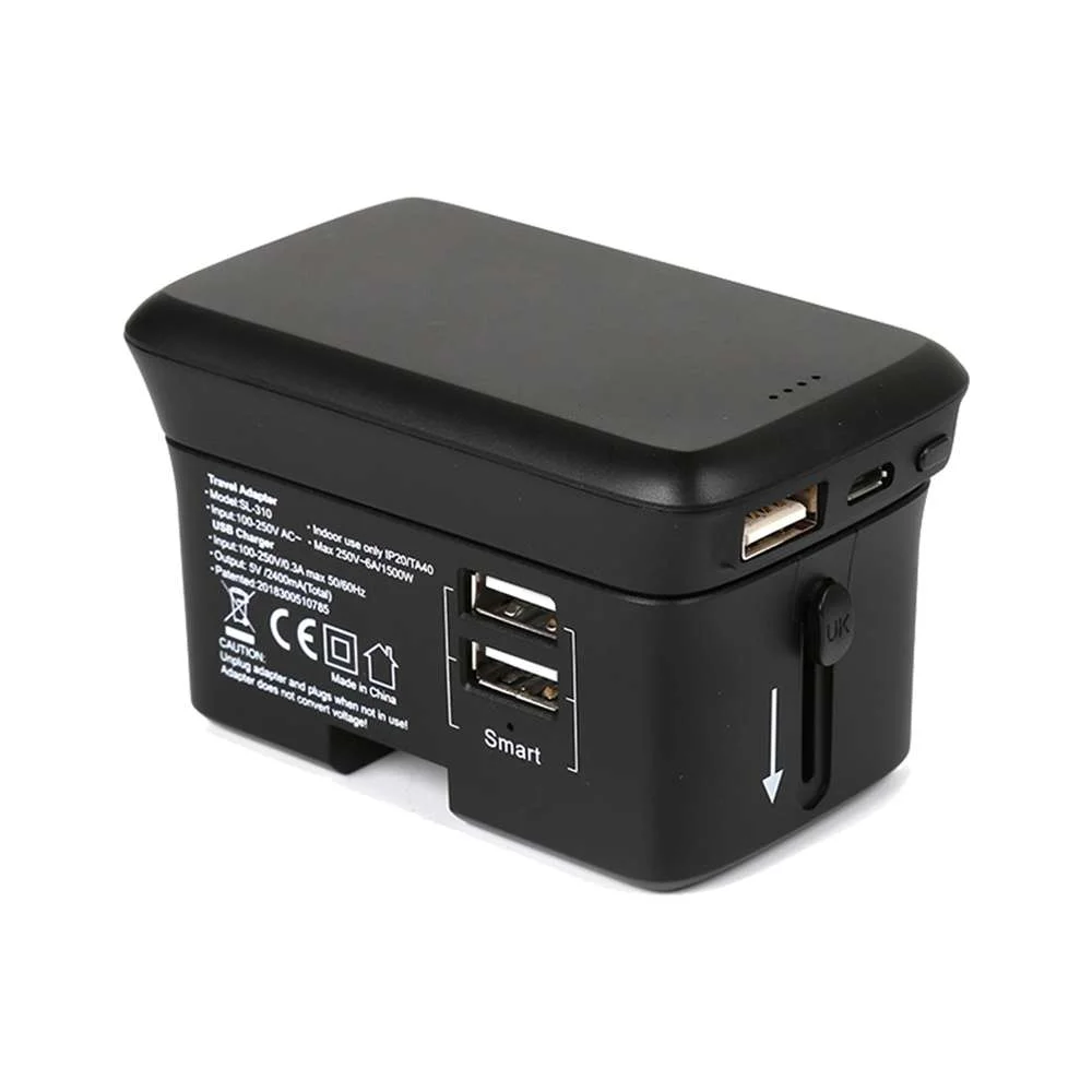 REALPOWER TRAVELCHARGE-4K UNIVERSAL PRETO USB CAR.