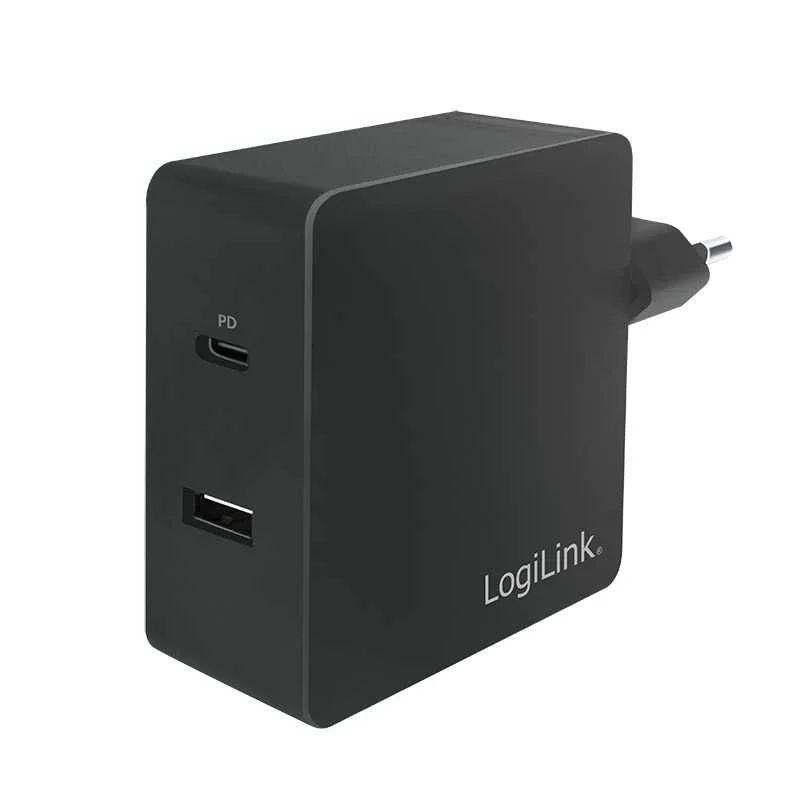 Carregador / Alimentador 1x Usb Tipo C + 1x Usb a 65w Preto