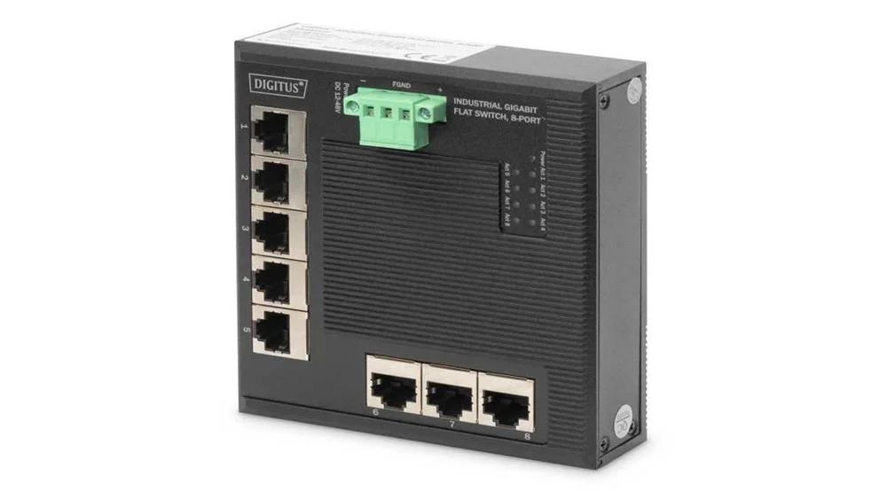 Digitus Switch Ind. 8-Port  Gigabit Flat    Unmanaged Schwar