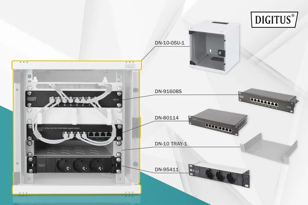 DIGITUS DN-10-SET-1 ARMÁRIO RACK RACK DE PENDURAR.