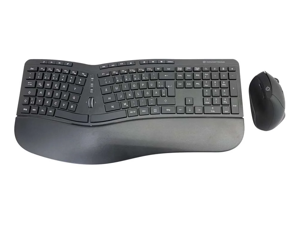 Conceptronic Wireless Keyboard+Mouse,Ergo,Layout Deutsch  Sw