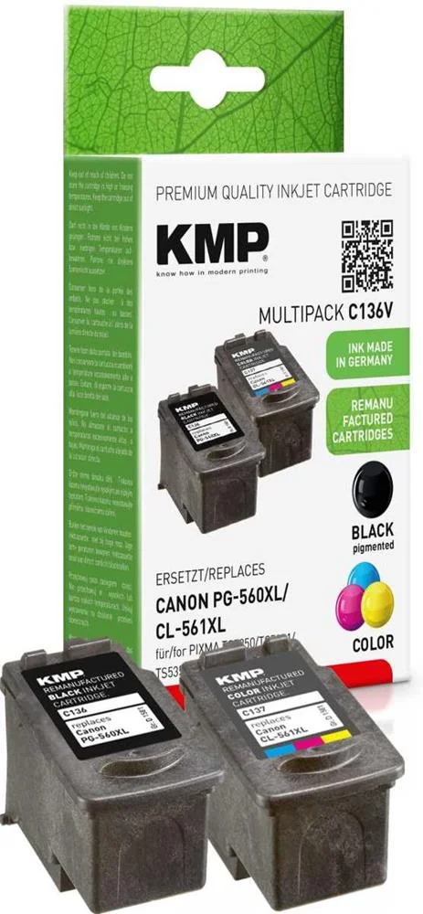 Kmp Patrone Canon Pg-560xl / Cl-561xl 2er-Pack Refilled Remanufactured