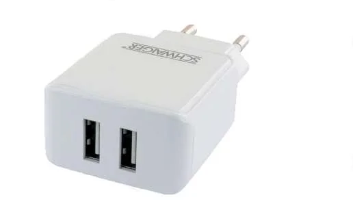 Schwaiger 230v Ladeadapter 2x Usb 2.4a Weiß