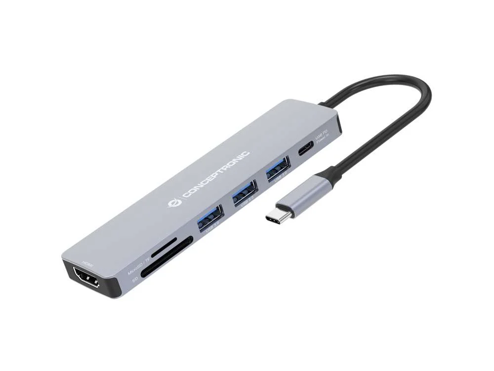 Conceptronic Dock Usb-C->hdmi,Usb3.0,100wpd  7-In-1   0.25m