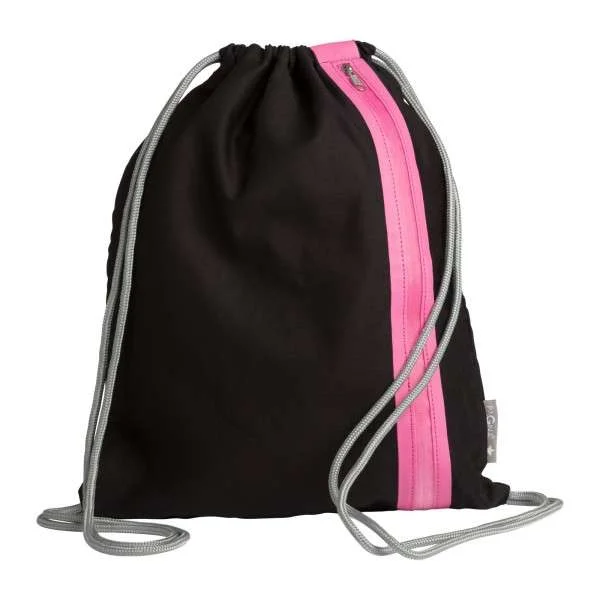 Pagna Turnbeutel Go Schwarz/Dunkelrosa Zipper 46x36cm
