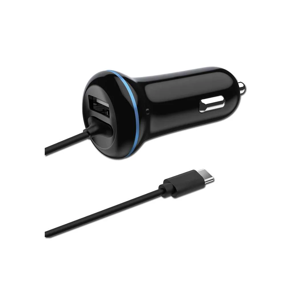 2go Usb-Kfz-Ladegerät Duo Type C 3.1 + 1x Usb  Schwarz
