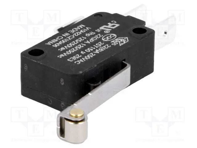 Microinterruptor Snap Action, com Alavanca (Com Rolo), Spdt