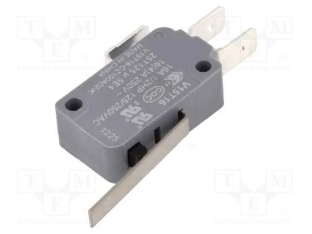 Microinterruptor Snap Action, com Alavanca, Spdt, 16a/250vac