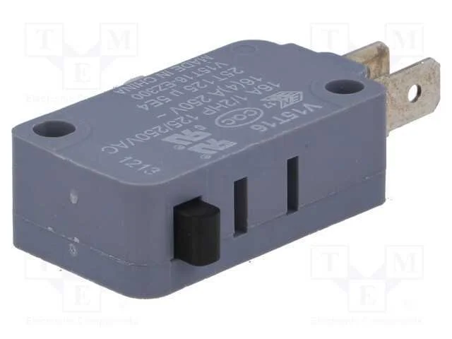 Microinterruptor Snap Action, Sem Alavanca, Spdt, 16a/250vac