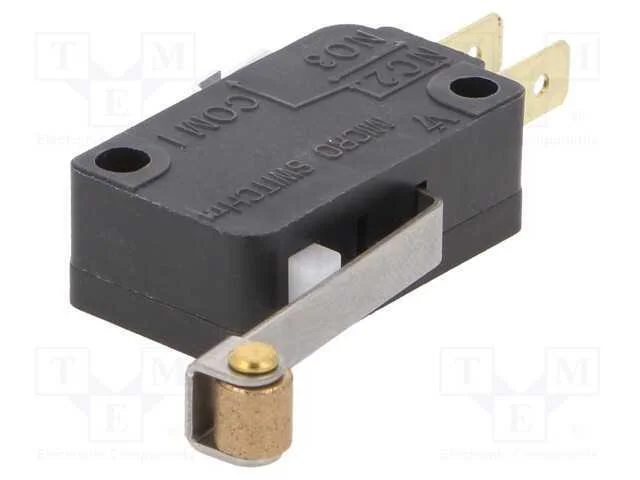 Microinterruptor Snap Action, com Alavanca (Com Rolo), Spdt