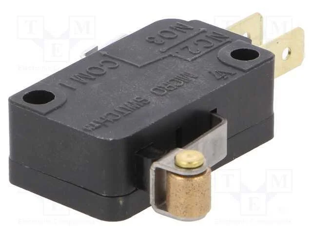 Microinterruptor Snap Action, com Rolo, Spdt, 15a/277vac, Pos: 2