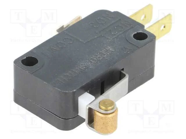Microinterruptor Snap Action, com Rolo, Spdt, 15a/250vac, Pos: 2