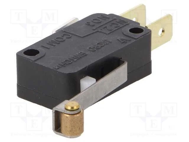 Microinterruptor Snap Action, com Alavanca (Com Rolo), Spdt