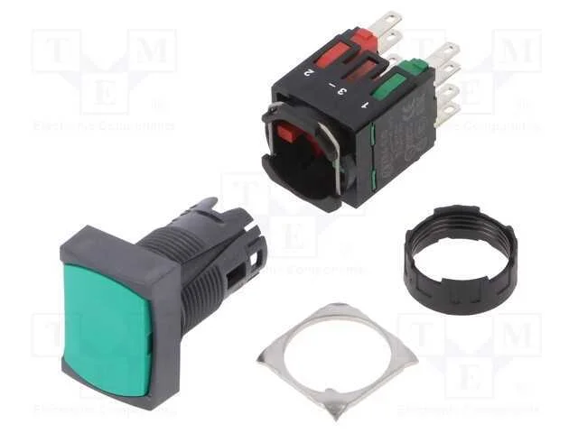 Interruptor: de Pressão, 16mm, Pos.Estáv: 1, Nc + No, Verde, Pos: 2