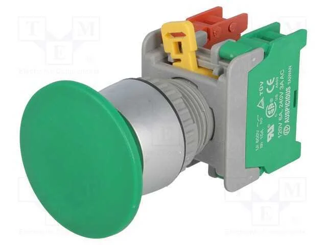Interruptor: de Pressão, 22mm, Pos.Estáv: 1, Nc + No, Verde, Ip65