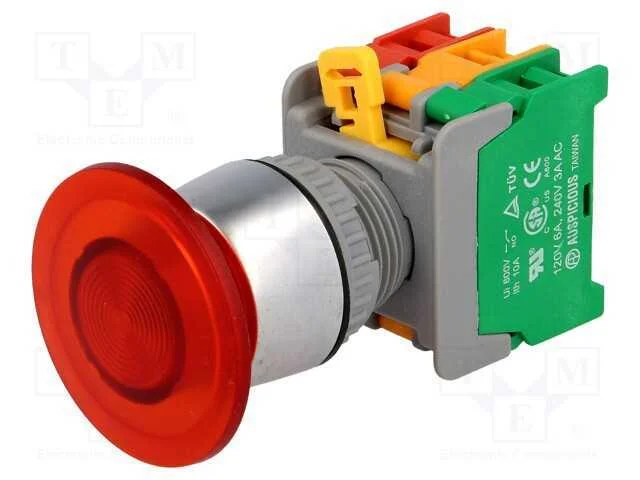 Interruptor: de Pressão, 22mm, Pos.Estáv: 1, Nc + No, Vermelho