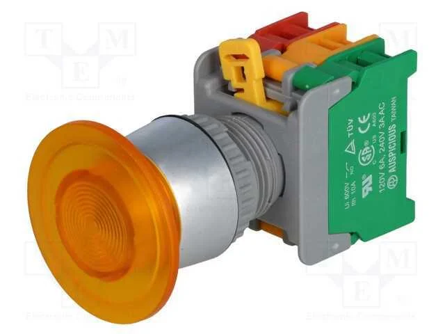 Interruptor: de Pressão, 22mm, Pos.Estáv: 1, Nc + No, Amarelo, Ip65