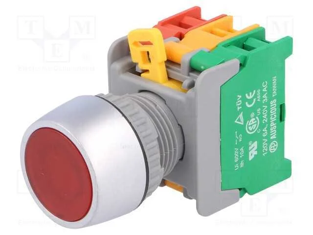 Interruptor: de Pressão, 22mm, Pos.Estáv: 1, Nc + No, Vermelho