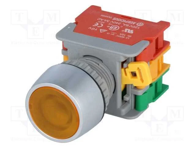 Interruptor: de Pressão, 22mm, Pos.Estáv: 1, Nc + No, Amarelo, Ip65