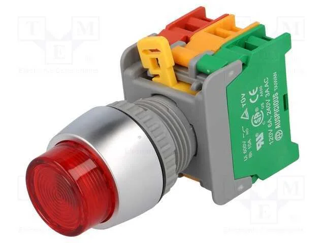 Interruptor: de Pressão, 22mm, Pos.Estáv: 1, Nc + No, Vermelho