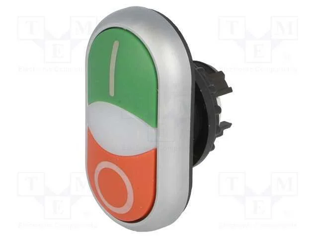 Interruptor: Duplo, 22mm, Pos.Estáv: 1, Vermelho/Verde, Ip66, Plano