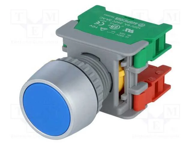 Interruptor: de Pressão, 22mm, Pos.Estáv: 1, Nc + No, Azul, Ip65
