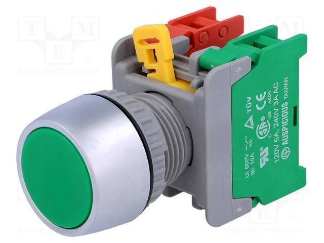 Interruptor: de Pressão, 22mm, Pos.Estáv: 1, Nc + No, Verde, Ip65