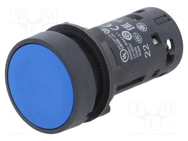 Interruptor: de Pressão, 22mm, Pos.Estáv: 1, Nc + No, Azul, Ip65