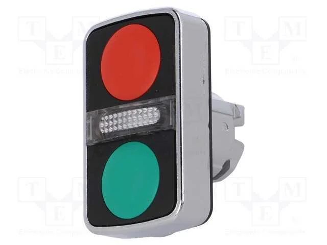 Interruptor: Duplo, 22mm, Pos.Estáv: 1, Vermelho/Verde, Ip66, Plano
