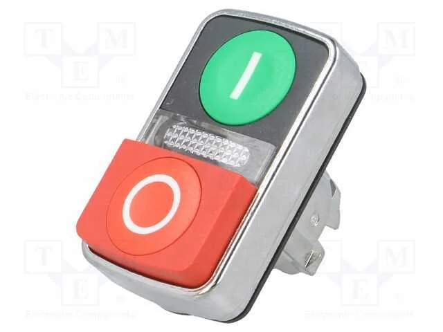 Interruptor: Duplo, 22mm, Pos.Estáv: 1, Vermelho/Verde, Ip66, Pos: 2