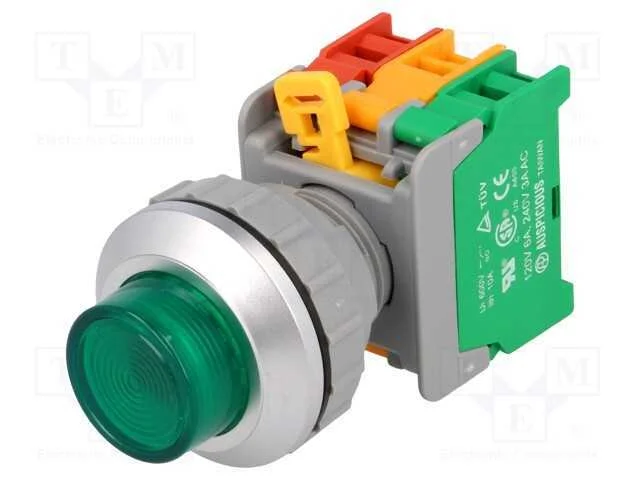 Interruptor: de Pressão, 30mm, Pos.Estáv: 1, Nc + No, Verde, Ip65