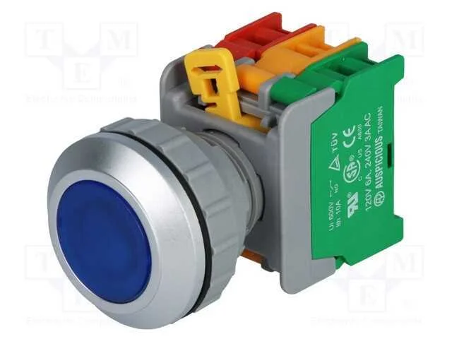 Interruptor: de Pressão, 30mm, Pos.Estáv: 1, Nc + No, Azul, Ip65
