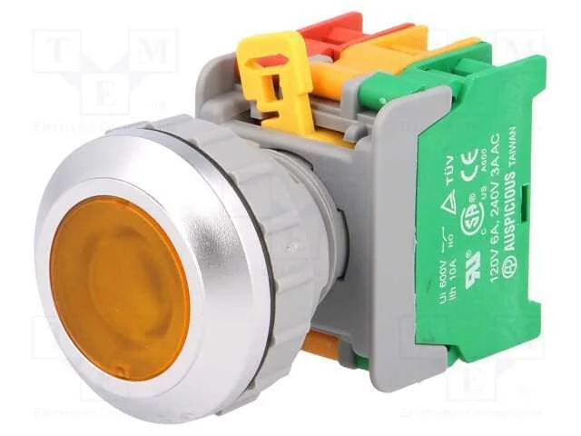 Interruptor: de Pressão, 30mm, Pos.Estáv: 1, Nc + No, Amarelo, Ip65